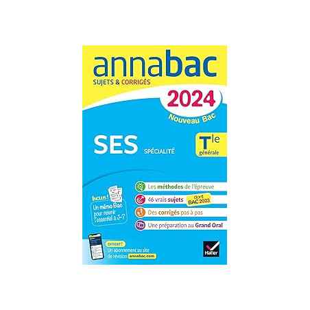 Annales du bac Annabac 2024 SES Tle générale