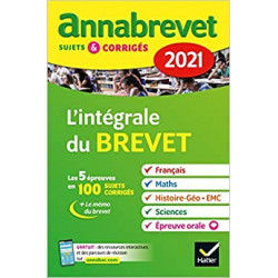Annales du brevet Annabrevet 2021 L'intégrale du brevet 3e