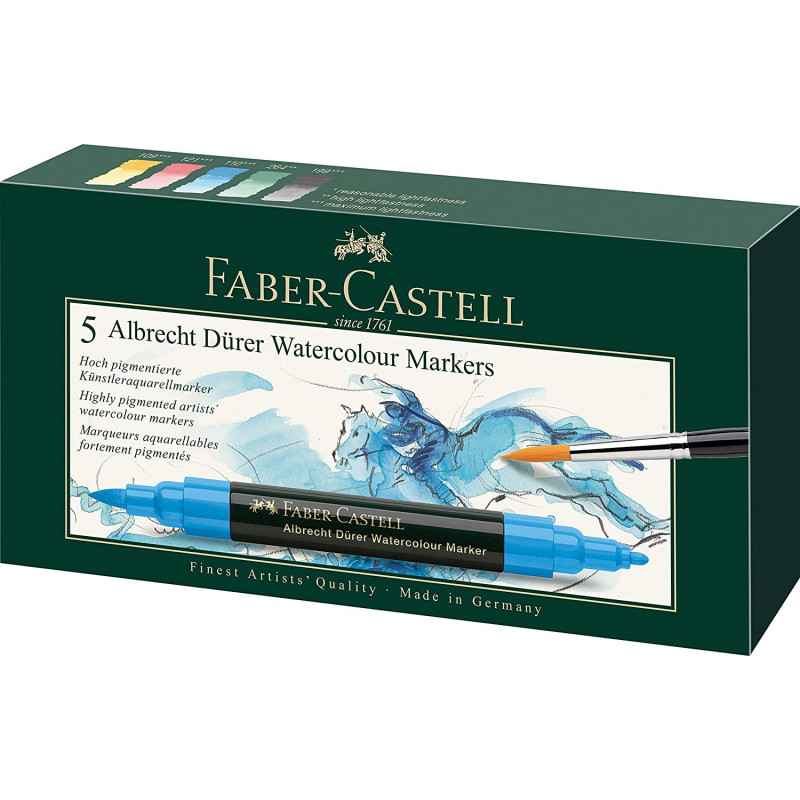 Faber-Castell 160305 - Marqueur d'Aquarelle Albrecht Dürer, Boîtes de 5 Multicolore Taille Unique4005401603054