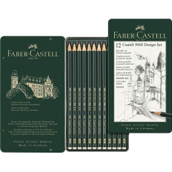 Faber-Castell 119064 Set "Design" de 12 crayons graphite CASTELL 9000