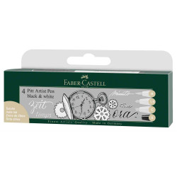 Faber-Castell 167151 - Feutre Pitt Artist Pen, Boite de 4, Noir & Blanc4005401671510
