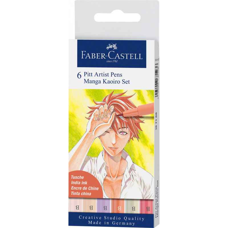 Faber-Castell 167168 - Feutre Pitt Artist Pen, Bo?te de 6, Manga Kaoiro Colore4005401671688