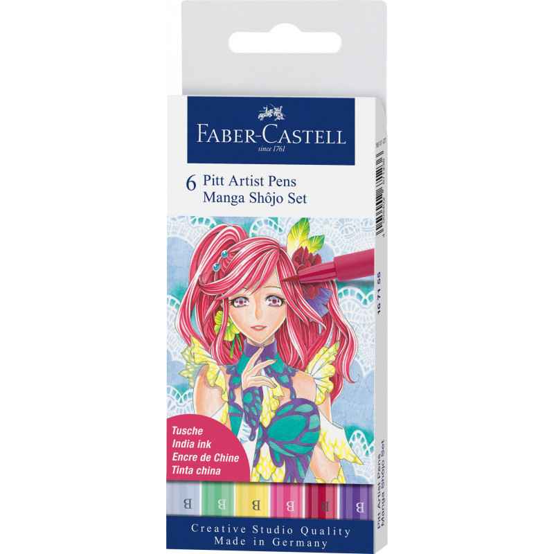 Faber-Castell 167155 - Feutre Pitt Artist Pen, Boîte de 6, Manga color4005401671558