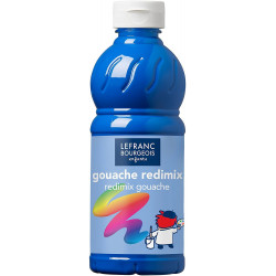 Lefranc Bourgeois - Gouache liquide Redimix pour enfants - Bouteille 500ml - Cyan