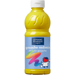 Lefranc Bourgeois - Gouache liquide Redimix pour enfants - Bouteille 500ml - Jaune primaire3013641880013