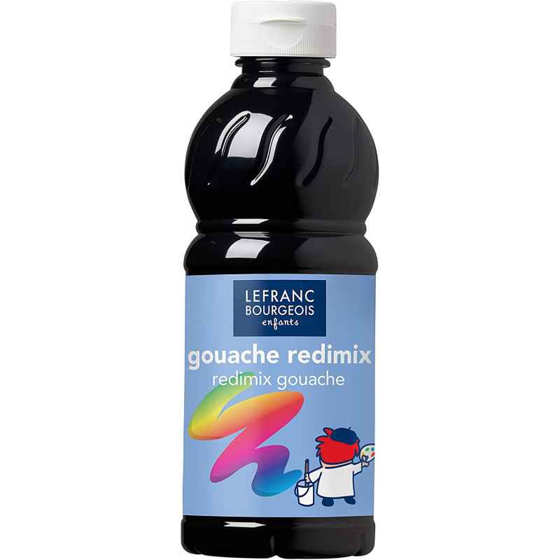 Lefranc Bourgeois - Gouache liquide Redimix pour enfants - Bouteille 500ml - Noir3013641880174