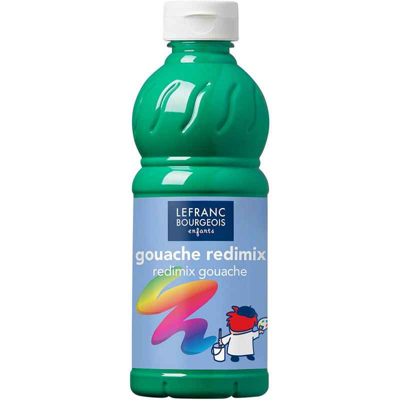 Lefranc Bourgeois - Gouache liquide Redimix pour enfants - Bouteille 500ml - Vert brillant3013641880129