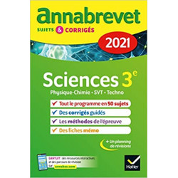 Annales du brevet Annabrevet 2021 Physique-chimie, SVT, Technologie 3e - Nadège Jeannin9782401064249