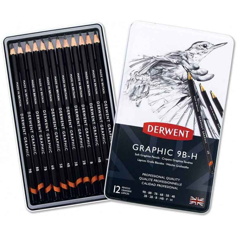 Derwent : Graphic Pencil : Tin Set of 12 : Soft5010255716606