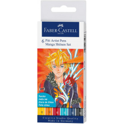 Faber-Castell 167157 - Feutre Pitt Artist Pen, Boîte de 6, Manga Shônen4005401671572