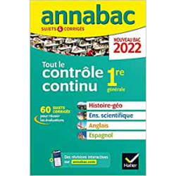 Annales du bac Annabac 2022 Tout le contrôle continu 1re: histoire-géographie, enseignement
