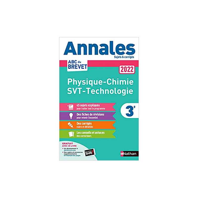 Annales ABC du Brevet 2022 - Physique-Chimie - SVT - Technologie 3e