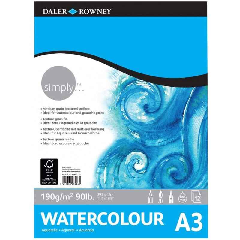 Daler Rowney Simply 90lb Watercolour Pad A3*5011386082561