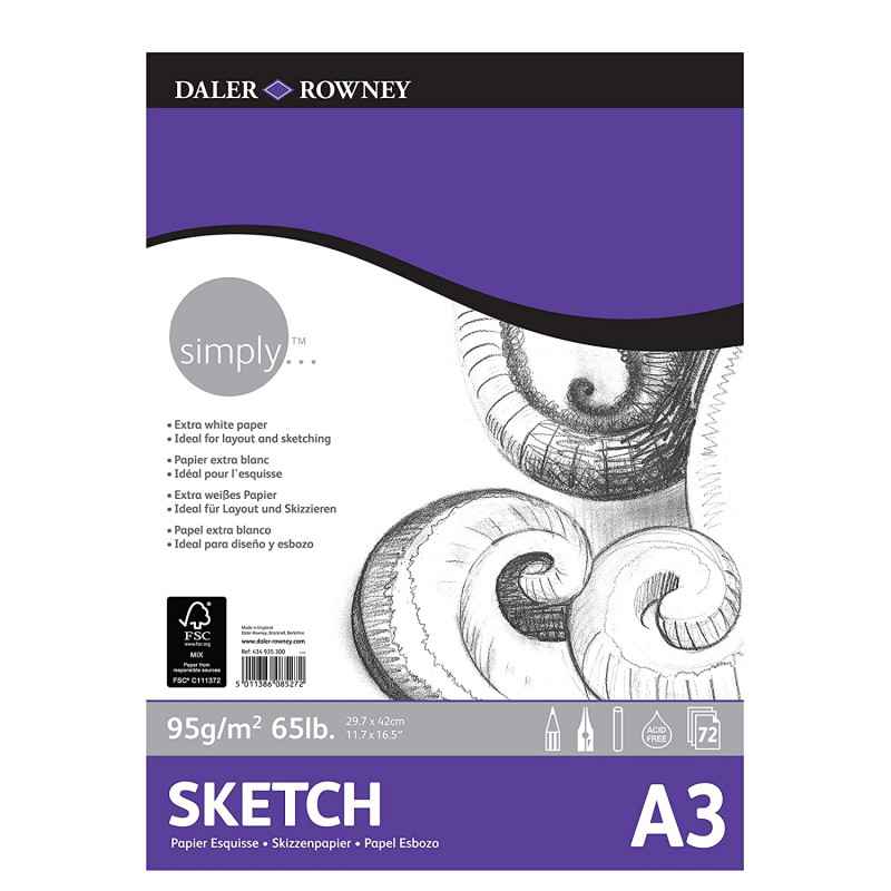 Daler Rowney Simply Sketch Pad A3 95G 72SH5011386085272