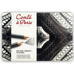 Conte Artists Graphite Drawing Set. Quality Sketching Pencils Tin Set of 123270220104636