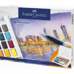 Faber-Castell 169736 Lot de 36 aquarelles avec pinceau pour réservoir d'eau6933256641670