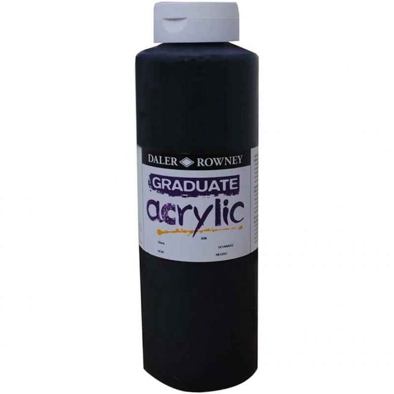 Graduate Acrylic Paint Bottle Black 500ML5011386019833