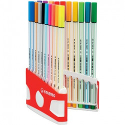STABILO Pen 68 brush, ColorParade, boîte rouge-gris, 20 pièces