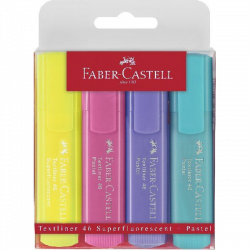 Faber-Castell 154610 Surligneur TEXTLINER 1546 étui de 4 couleurs pastelles (Jaune/menthe/rose/lilas)