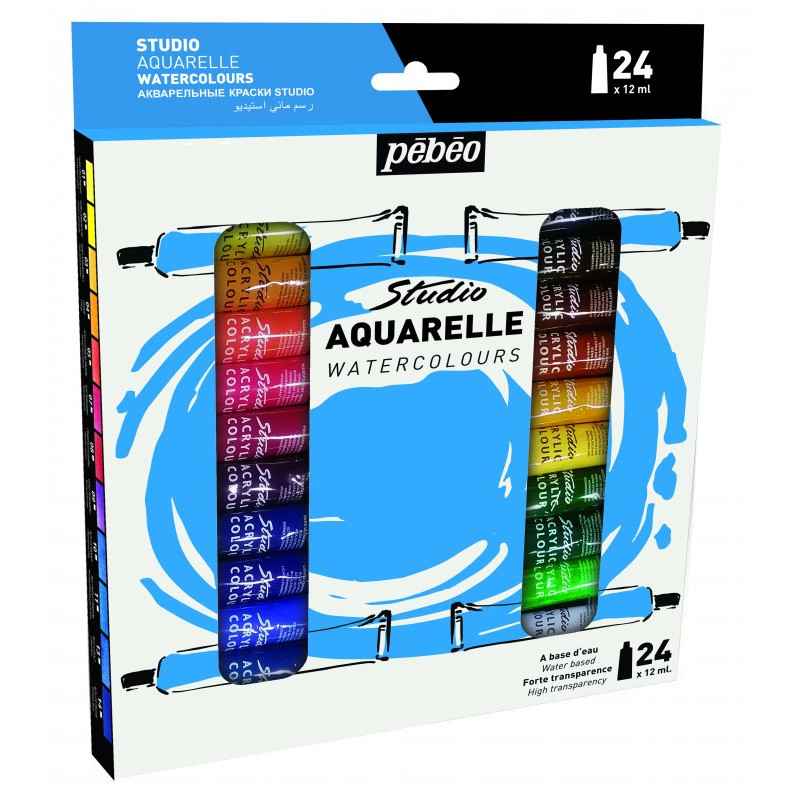 Pebeo Watercolour Paint 24 Tube Set 12ml Colors Aquarelle3167866689200
