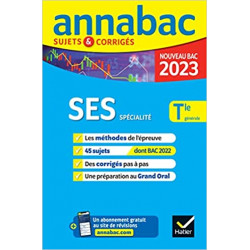 Annales du bac Annabac 2023 SES Tle générale (spécialité):