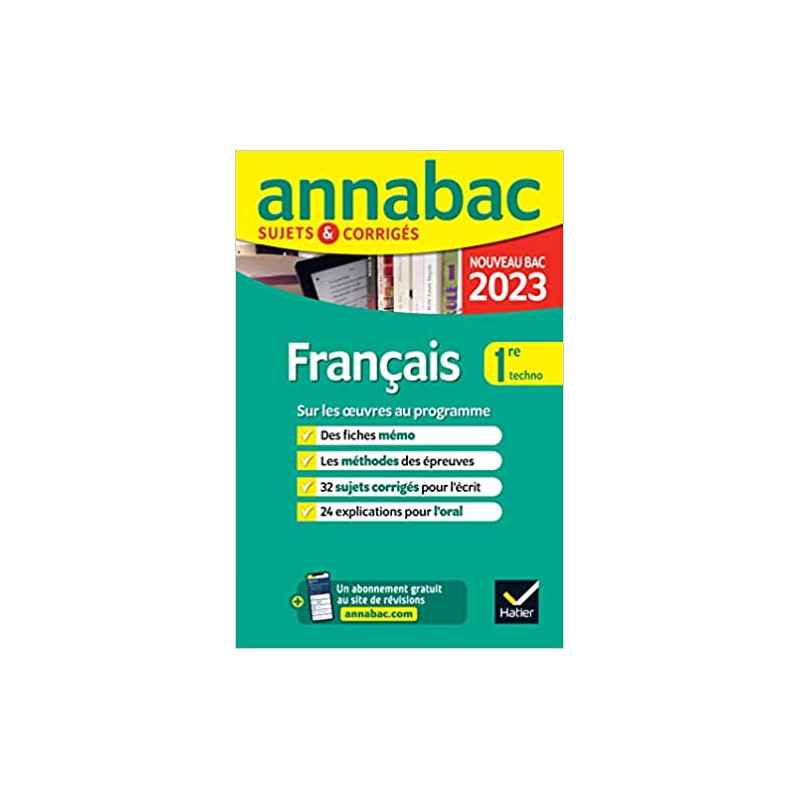 Annales du bac Annabac 2023 Français 1re technologique9782401086593
