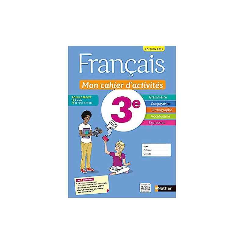 Français - Mon cahier d'activités - 3e - Edition 20219782091712970