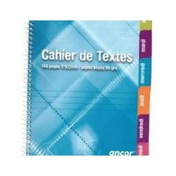 Cahier de texte spirale 148P 90G 17X22 SEYES – ANCOR