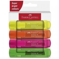 Faber-Castell Superfluorescent - Pack de 4 surligneurs - couleurs néon assorties - encre à l'eau - 1-2-5 mm