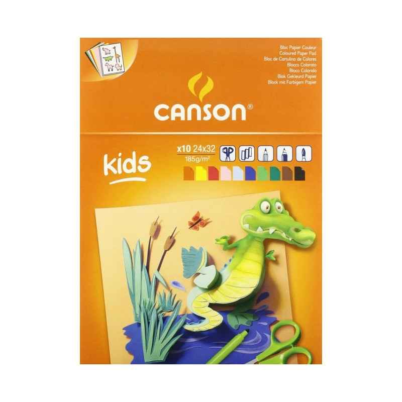 CANSON Kids - Papier à dessin 24 x 32 cm 10feuilles couleurs