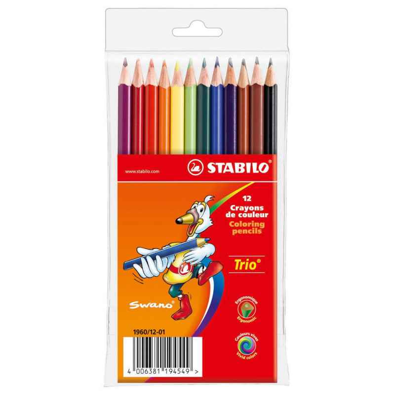 12 crayon de couleur trio stabilo