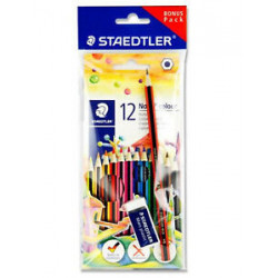 Crayons de couleur STAEDTLER Boîte de 12 avec Gratuit Crayon & Gomme Dessin Art Set-