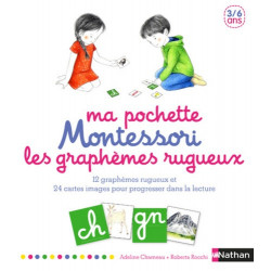 Ma pochette Montessori : les graphèmes rugueux - 12 graphèmes rugueux et 24 cartes images
