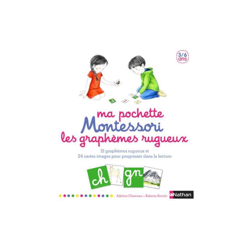 Ma pochette Montessori : les graphèmes rugueux - 12 graphèmes rugueux et 24 cartes images9782092788646