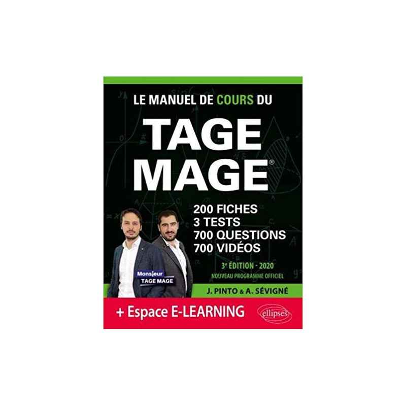 Le Manuel de Cours du TAGE MAGE – 3 tests blancs + 200 fiches de cours + 700 questions + 700 vidéos – édition 20209782340032798