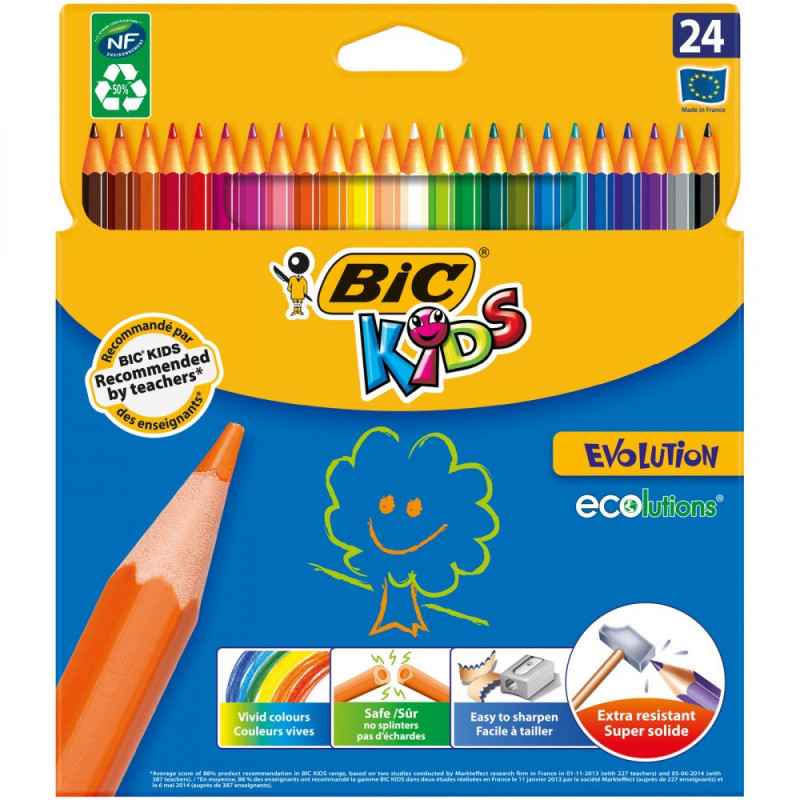 24 crayons de couleurs evolution Bic